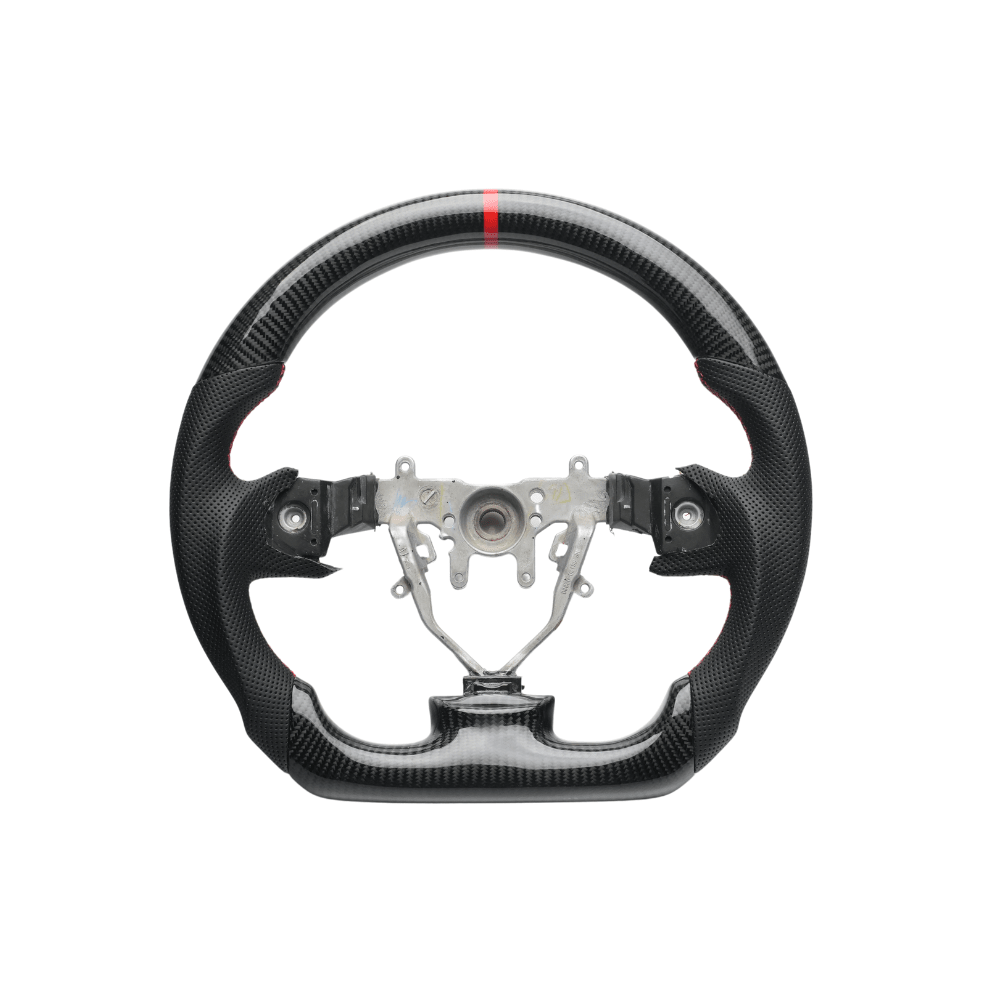 JDMuscle [08-14 WRX/STI] Carbon Lite Series Carbon Fiber Steering Wheel w/ Red Accents - Graveyard Performance