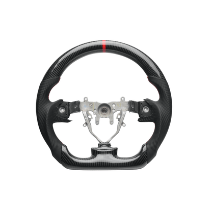 JDMuscle [08-14 WRX/STI] Carbon Lite Series Carbon Fiber Steering Wheel w/ Red Accents - Graveyard Performance