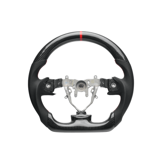 JDMuscle [08-14 WRX/STI] Carbon Lite Series Carbon Fiber Steering Wheel w/ Red Accents - Graveyard Performance