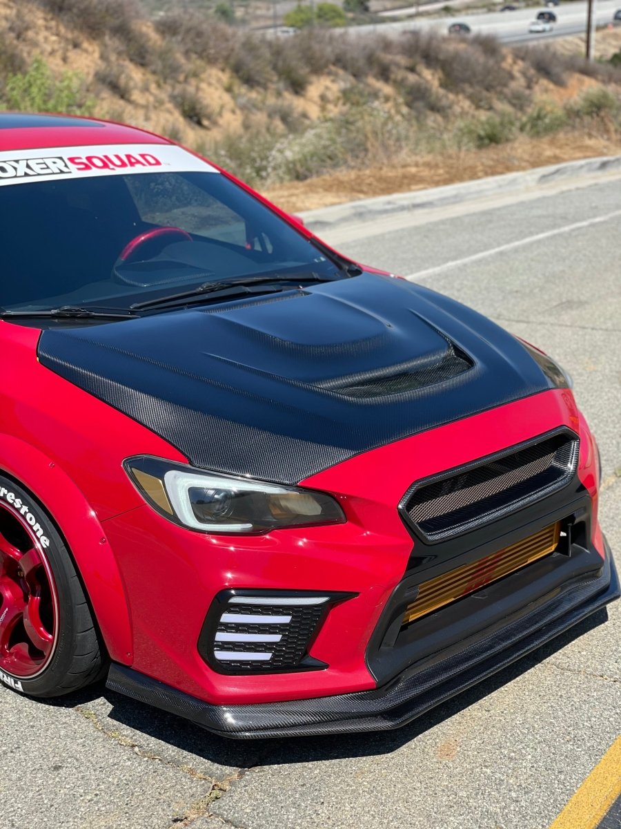 JDMuscle [15-21 WRX/STI w/ FMIC] Tanso Carbon Fiber Hood V3 Scoopless