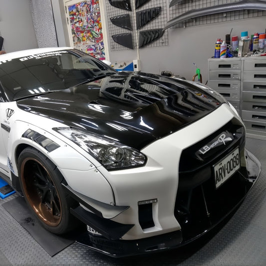 JDMuscle [17-24 GT-R] Carbon Fiber Hood - LB Style - Graveyard Performance