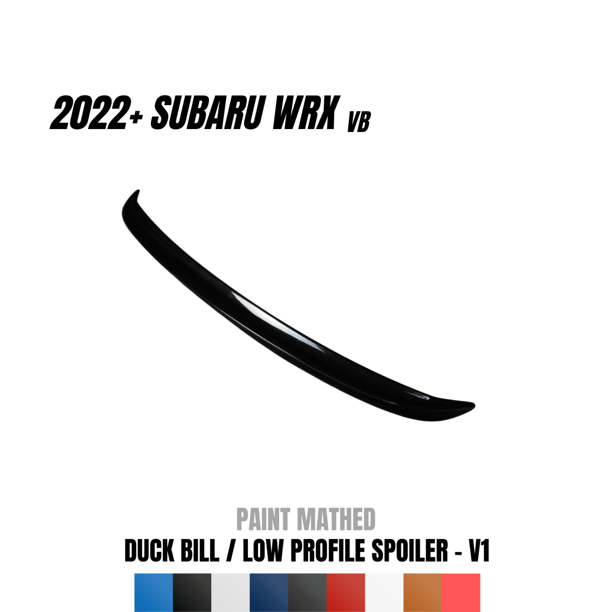 JDMuscle [22-26 WRX] Duck Bill / Low Profile Spoiler - V1 Paint Matched / Gloss Black / Cherry Red - Graveyard Performance