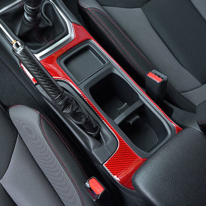 JDMuscle [22-26 WRX] P&S Series Carbon Fiber Cup Holder Trim Cover | Black Carbon Fiber/ Red Carbon Fiber - Graveyard Performance