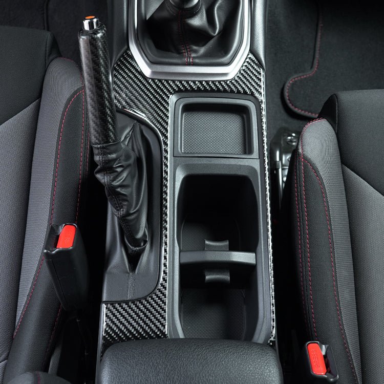 JDMuscle [22-26 WRX] P&S Series Carbon Fiber Cup Holder Trim Cover | Black Carbon Fiber/ Red Carbon Fiber - Graveyard Performance