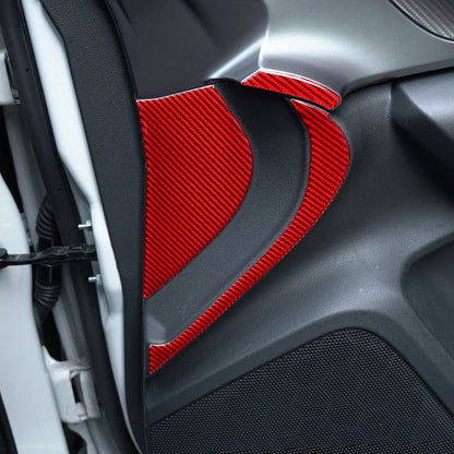 JDMuscle [22-26 WRX] P&S Series Carbon Fiber Interior Door Inner Panel Accent Covers 6 PC | Black Carbon Fiber/ Red Carbon Fiber - Graveyard Performance