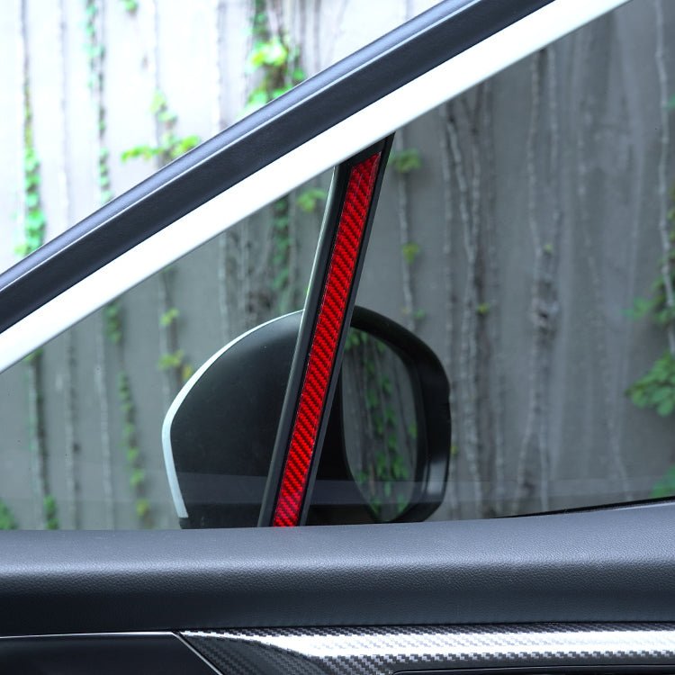 JDMuscle [22-26 WRX] P&S Series Carbon Fiber Interior Window Trim Covers 4 PC | Black Carbon Fiber/ Red Carbon Fiber - Graveyard Performance