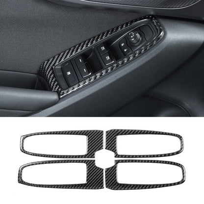 JDMuscle [22-26 WRX] P&S Series Carbon Fiber Window Switch Trim Covers 4 PC | Black Carbon Fiber/ Red Carbon Fiber - Graveyard Performance