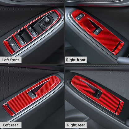 JDMuscle [22-26 WRX] P&S Series Carbon Fiber Window Switch Trim Covers 4 PC | Black Carbon Fiber/ Red Carbon Fiber - Graveyard Performance