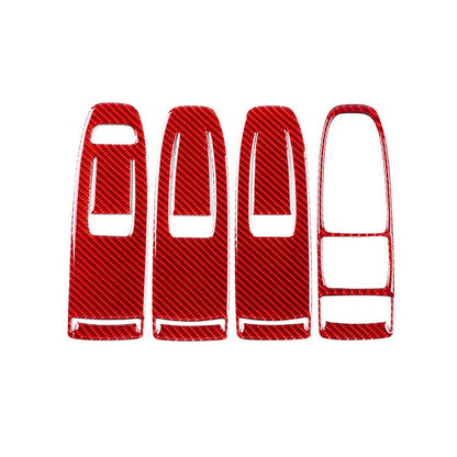 JDMuscle [22-26 WRX] P&S Series Carbon Fiber Window Switch Trim Covers 4 PC | Black Carbon Fiber/ Red Carbon Fiber - Graveyard Performance