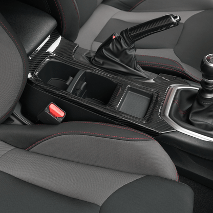 JDMuscle [22-26 WRX] Tanso Pre-preg Carbon Fiber Cup Holder Trim Cover - Graveyard Performance