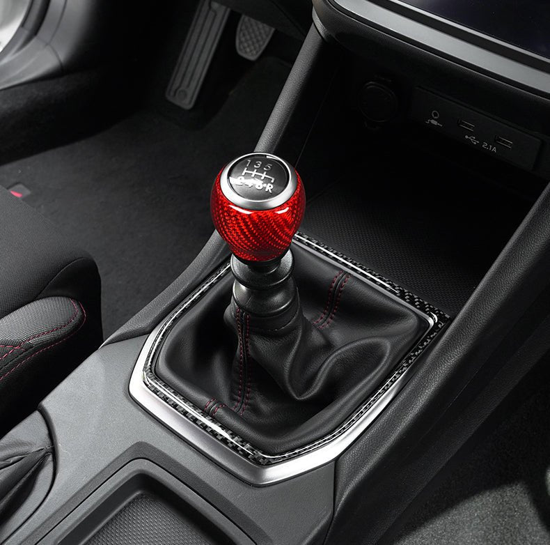JDMuscle [22-26 WRX] Tanso Pre-preg Carbon Fiber Shift Knob Surround Cover - Graveyard Performance