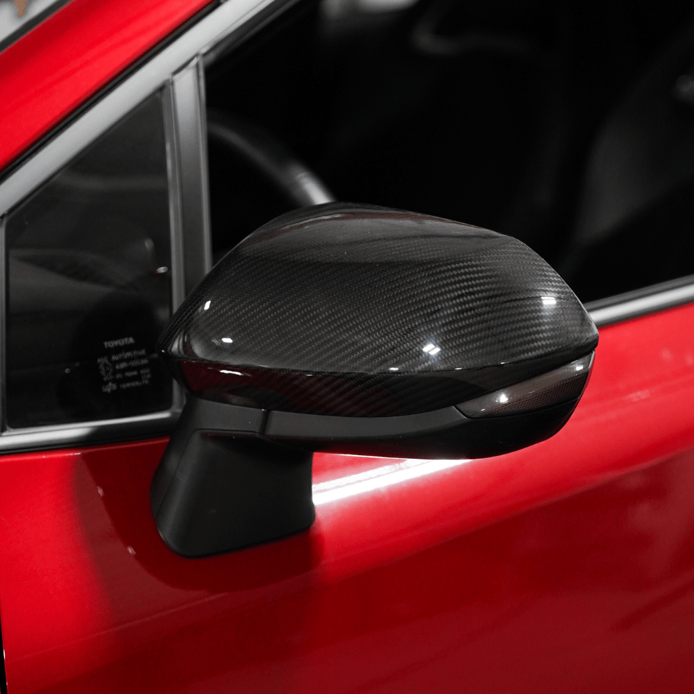 JDMuscle [23-24 GR Corolla, 19+ Hatch] Carbon Fiber Side Mirror Covers (2PC) - Graveyard Performance