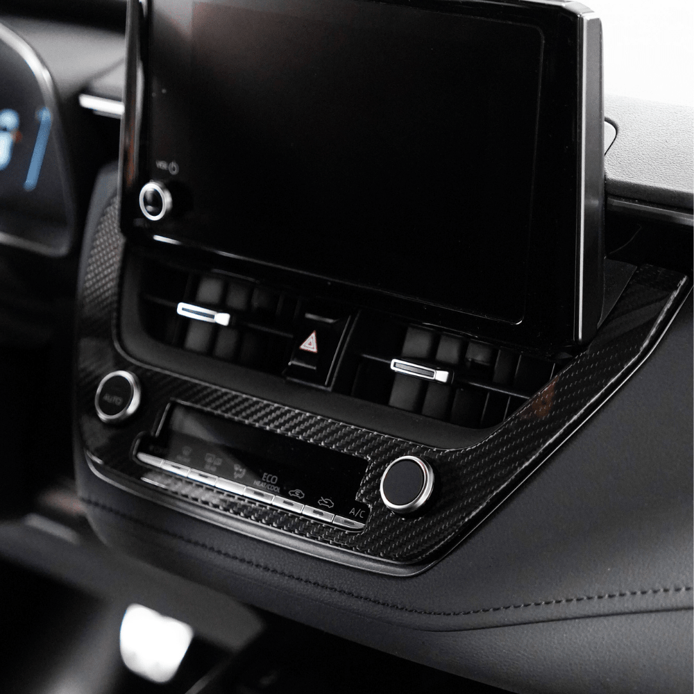 JDMuscle [23-25* Toyota GR Corolla] Carbon Fiber Center AC Knob Panel Cover - Graveyard Performance