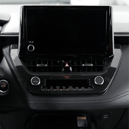 JDMuscle [23-25* Toyota GR Corolla] Carbon Fiber Center AC Knob Panel Cover - Graveyard Performance