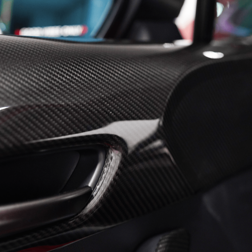 JDMuscle 23-26 Toyota GR Corolla Carbon Fiber Upper Door Trim (Front&Rear 4PCS) - Graveyard Performance