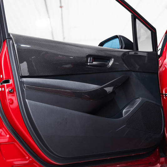 JDMuscle 23-26 Toyota GR Corolla Carbon Fiber Upper Door Trim (Front&Rear 4PCS) - Graveyard Performance