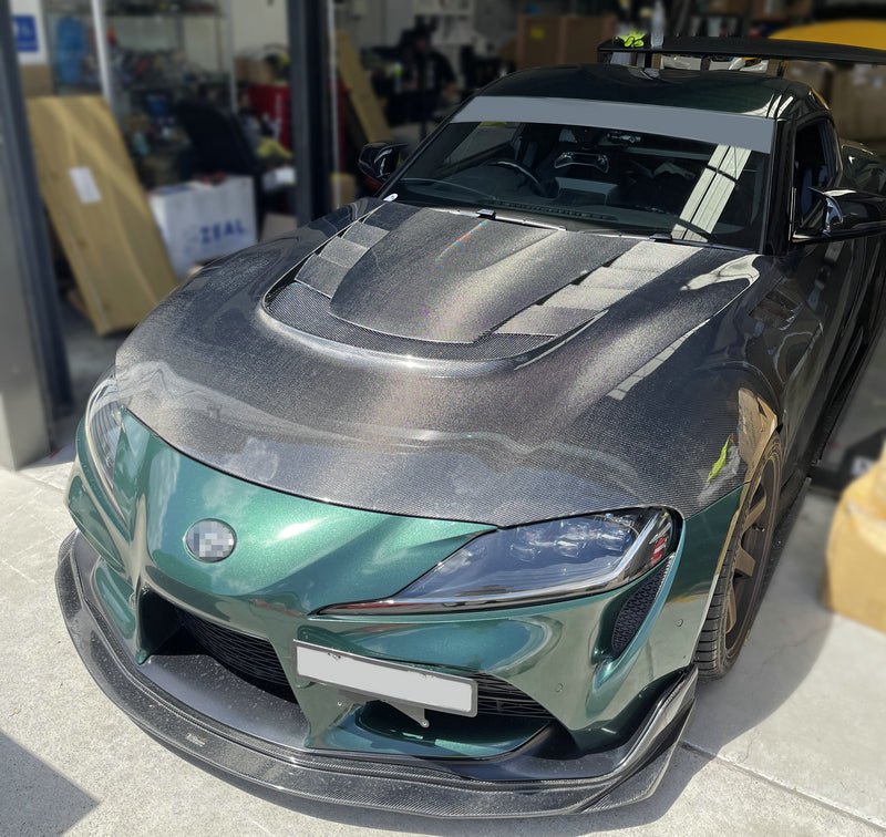 JDMuscle Tanso Carbon Fiber Hood VS Style  - 2020+ Toyota Supra GR A90/A91 - Graveyard Performance