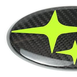 JDMuscle Tanso Carbon Fiber Subaru Emblem Covers Front & Back, Red/White/Blue [22-25 WRX, 15-21 WRX/STI, 18-23 Crosstrek, 17-23 Impreza] - Graveyard Performance