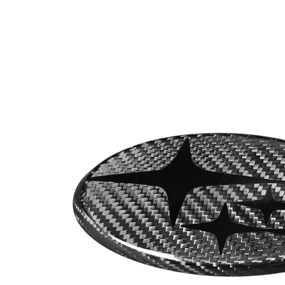 JDMuscle Tanso Carbon Fiber Subaru Emblem Covers Front & Back, Red/White/Blue [22-25 WRX, 15-21 WRX/STI, 18-23 Crosstrek, 17-23 Impreza] - Graveyard Performance