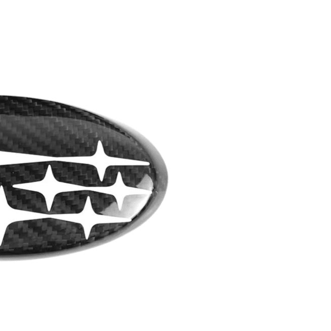 JDMuscle Tanso Carbon Fiber Subaru Emblem Covers Front & Back, Red/White/Blue [22-25 WRX, 15-21 WRX/STI, 18-23 Crosstrek, 17-23 Impreza] - Graveyard Performance