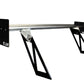 A black and silver car spoiler with angular supports and rectangular endplates bearing the acronym "NLR." The Miata Medium Downforce Kit '90-05 NA/NB by 9livesracing features a sleek, aerodynamic design appropriate for high-performance vehicles like the NB Miata.