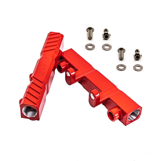 SMY Top Feed Aluminum Fuel Rails Gloss Red Subaru 2002-2014 WRX / 2007-2021 STI - Graveyard Performance