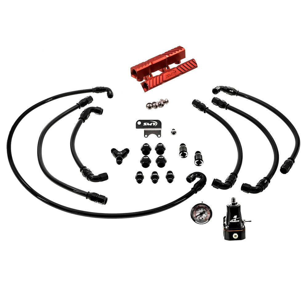 SMY V2 MAX Top Feed PTFE Fuel Line Kit Red Fuel Rails & Fuel Pressure Regulator Subaru 2002-2014 WRX / 2004-2021 STI - Graveyard Performance