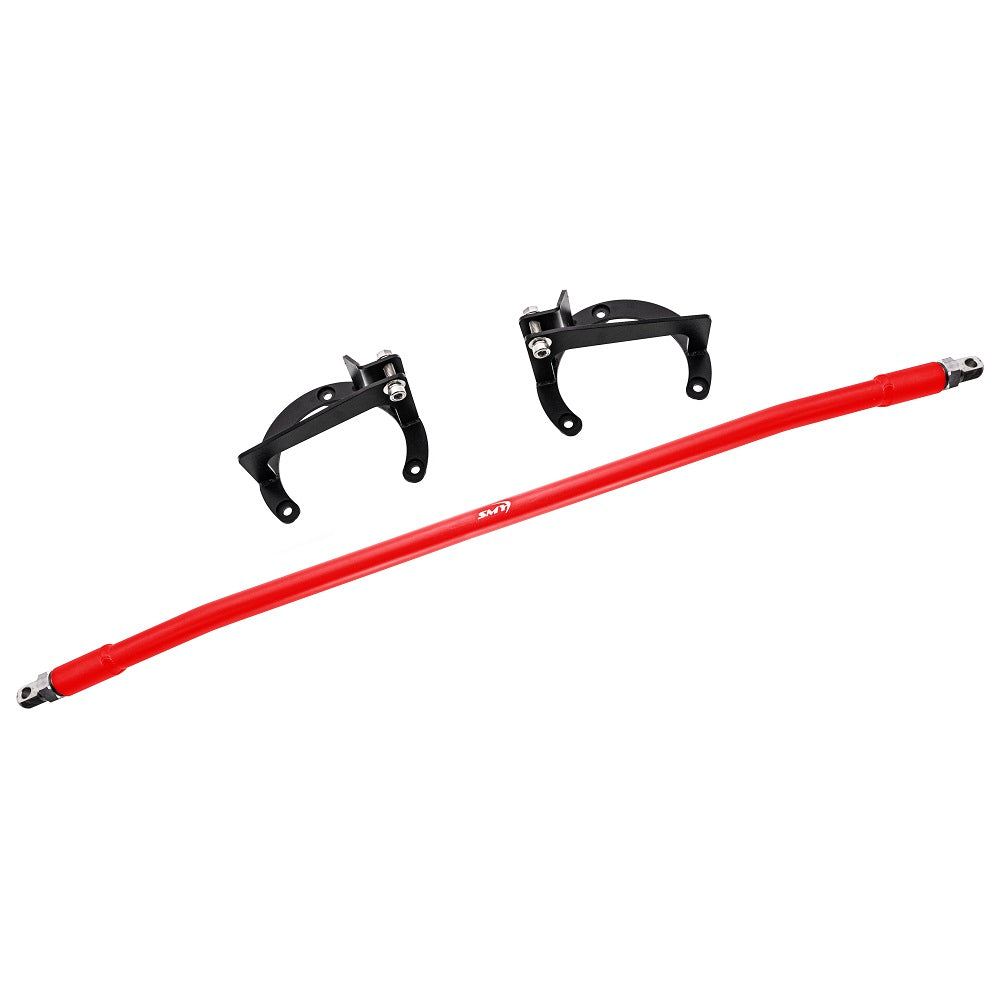 SMY Tallboy Front Strut Tower Brace Wrinkle Red Subaru 2015-2021 WRX / STI - Graveyard Performance