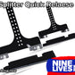 Illustration of two black Chassis mount Splitter quick release kits against a white background, displayed with the text 'Chassis Mount Splitter Quick Release Kit' at the top and 'brand spanking new' at the bottom left. The Nine Lives Racing logo is in the bottom right corner, showcasing a high downforce splitter quick disconnect system.