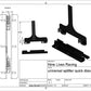 A technical drawing showcases various angles of the Chassis Mount Splitter Quick Release Kit by Nine Lives Racing. The detailed schematic includes front, top, and side views with dimensions, a 3D-rendered assembly, and a project information box in the bottom right corner.