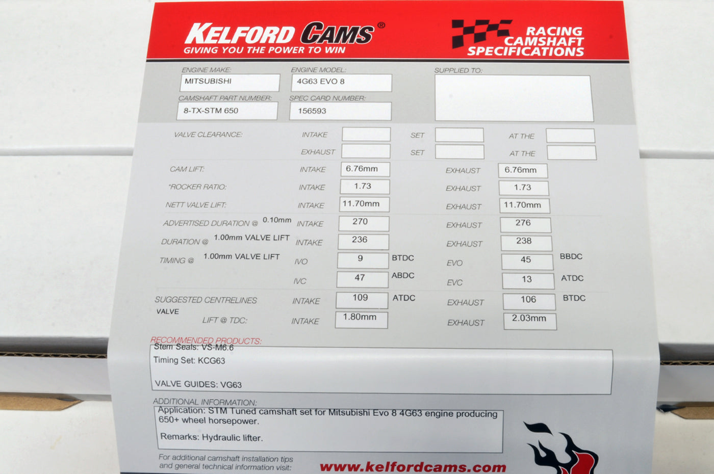 STM 650 Cams for Evo 4-8