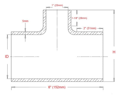 HPS 2.25" ID, 1" ID branch Blue Silicone Coupler Blow Off Valve T Hose Tee Adapter