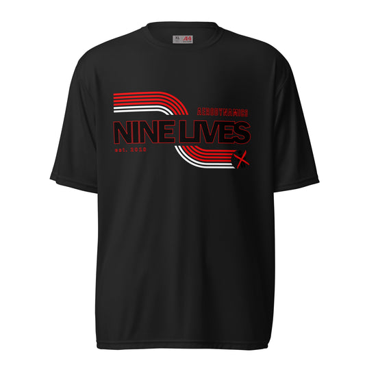 Nine Lives Racing Swoosh Unisex performance crew neck t-shirt - Graveyard Performance