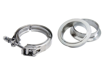 HPS Stainless Steel 3" V Band Clamp Kit, Stainless Steel Flanges, Quick Release