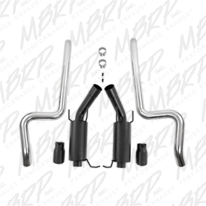 MBRP 11-14 Ford Mustang GT 5.0L 3in Cat Back Dual Split Rear Street Version 4in Tips - Black - Graveyard Performance