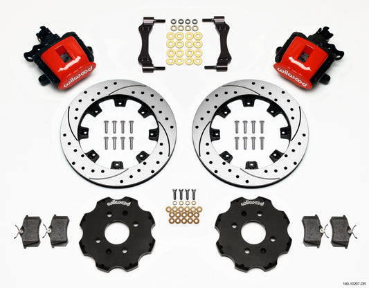 Wilwood Combination Parking Brake Rear Kit 12.19in Drilled Red Civic / Integra Disc 2.39 Hub Offset - Graveyard Performance