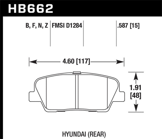 Hawk 10 Hyundai Genesis Coupe (w/o Brembo Breaks) HP+ Autocross 15mm Rear Brake Pads - Graveyard Performance