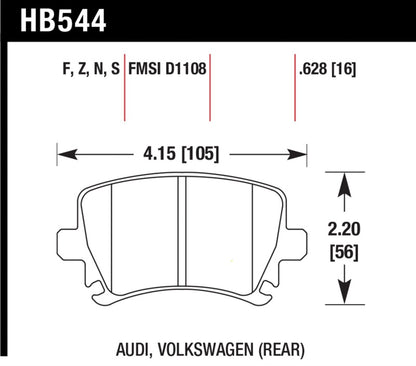 Hawk 06 Audi A6 Quattro Avant/06-09 A6 Quattro HT-10 Rear Brake Pads - Graveyard Performance