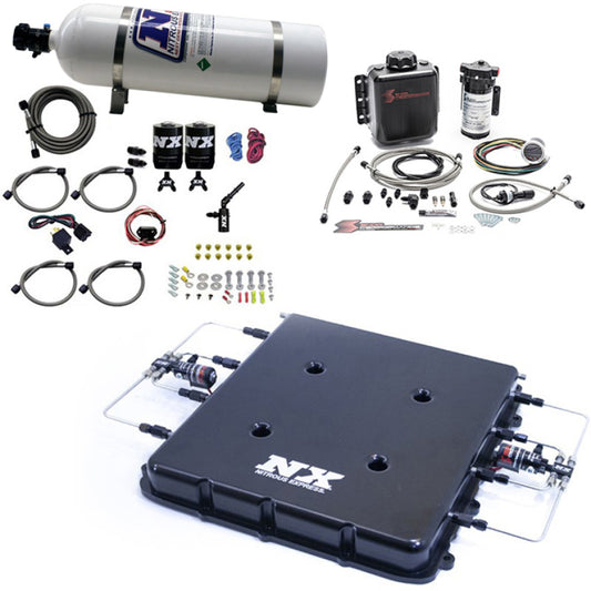 Nitrous Express Nitrous & Water Injection Kit w/Billet LT4 Supercharger Lid w/15lb Bottle - Graveyard Performance