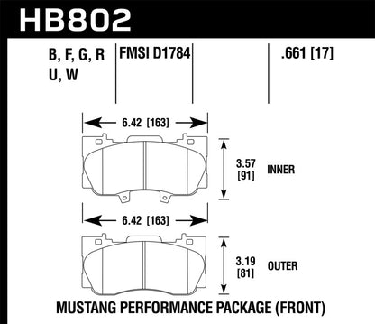 Hawk 15-17 Ford Mustang Performance Package HPS 5.0 Front Brake Pads - Graveyard Performance