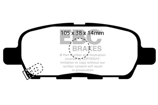 EBC 08-13 Infiniti EX35 3.5 Yellowstuff Rear Brake Pads - Graveyard Performance