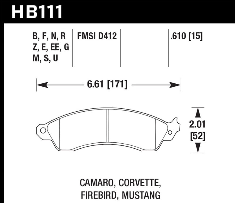 Hawk 1990-1990 Chevy Camaro Iroc-Z (w/Heavy Duty Brakes) High Perf. Street 5.0 Front Brake Pads - Graveyard Performance