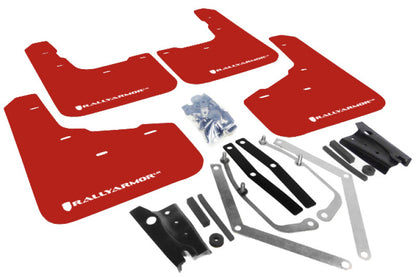 Rally Armor 13-19 Ford Fiesta ST Red UR Mud Flap w/White Logo - Graveyard Performance