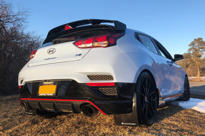 Rally Armor 19-22 Hyundai Veloster N Black UR Mud Flap w/ White Logo - Graveyard Performance