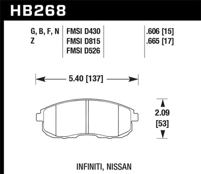 Hawk 03-04 G35/03-05 G35X/ 02-05 350z w/o Brembo DTC-60 Race Front Brake Pads - Graveyard Performance