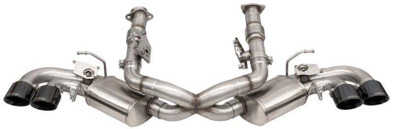 Corsa 20-25 Corvette C8 3in Valved Cat-Back 4.5in Blk Quad Tips Fits Factory Perf Exhaust DeletesAFM - Graveyard Performance