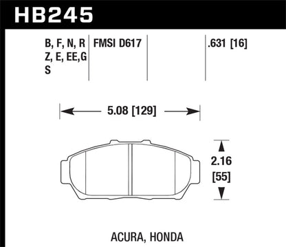Hawk 94-01 Acura Integra (excl Type R)  Blue 9012 Race Front Brake Pads - Graveyard Performance