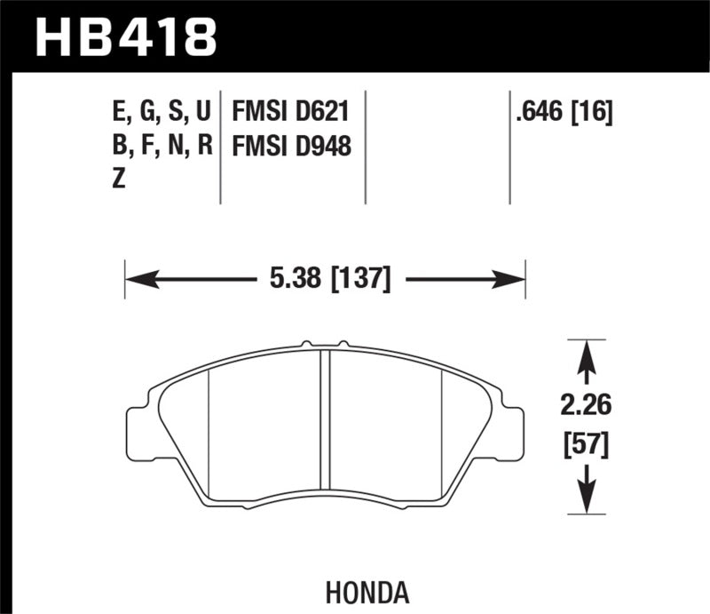 Hawk 02-06 RSX (non-S) Front / 03-09 Civic Hybrid / 04-05 Civic Si HPS Street Rear Brake Pads - Graveyard Performance