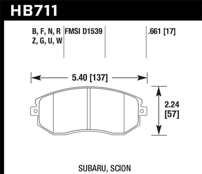 Hawk 13 Subaru BRZ/13 Legacy 2.5i / 13 Scion FR-S DTC-70 Front Race Brake Pads - Graveyard Performance