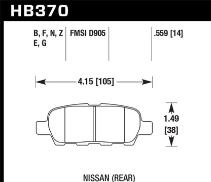Hawk 2010-2013 Infiniti EX35 HPS 5.0 Rear Brake Pads - Graveyard Performance